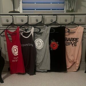 Pure Barre Red and Black Relaxed Tie Front Tank Top